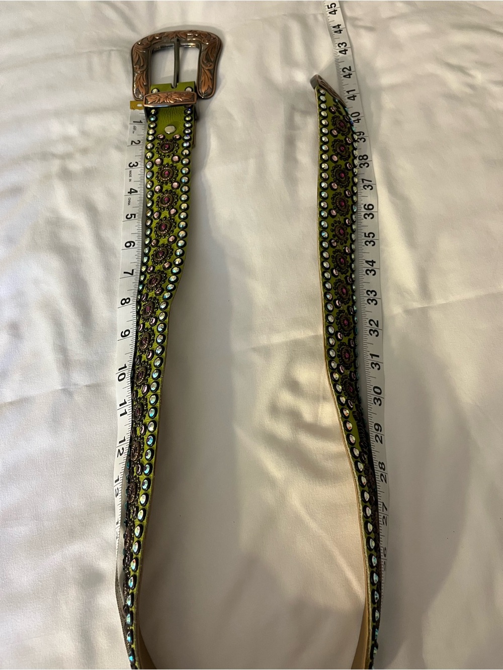 Kippys Lime Green Studded Western Crystal Belt - Picture 14 of 16